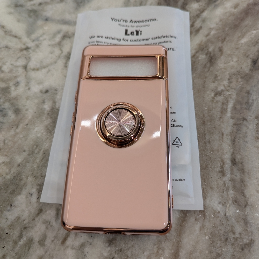Kickstand Phone Case W/ Classic Pink & Gold Accents For Samsung Pink / Gold - Picture 3 of 4